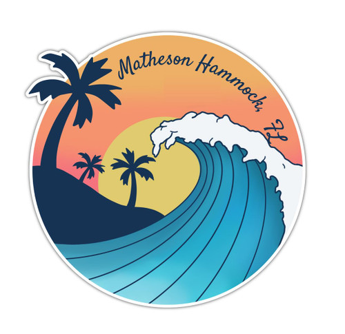 Matheson Hammock Florida Beach Souvenir Vinyl Decal Sticker Wave Design 2 Inch