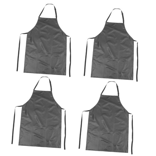 VOSAREA 4pcs Pvc Waterproof Apron Mens Kitchen Apron Black Aprons Gardening Apron Hair Stylist Apron Adjustable Cooking Apron Smock Apron Bakery Home Apron Men and Women Clothing Barbecue
