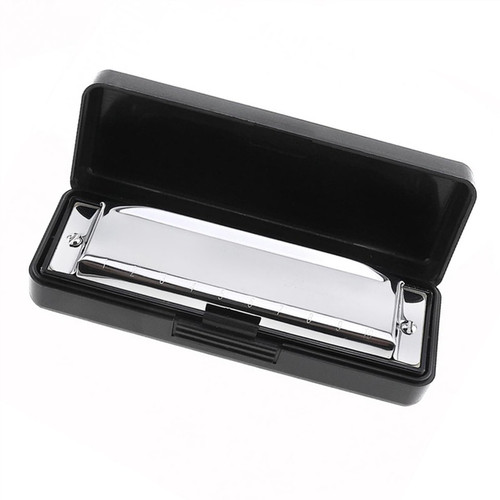 10 Holes C Key Silver Diatonic Harmonica Stainless Steel Cover Harp Instrument For Beginner