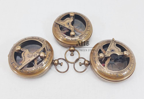A HALLOWEEN STORE Set of 3 Pieces Handmade Brass Push Button Compass -Direction Compass, Brass Pocket Navigation Sundial Compass, Pirate Gift Compass Birthday Gift Easter Gift (Sundial Brown Antique) A HALLOWEEN STORE Set of 3 Pieces Handmade Brass Push Button Compass -Direction Compass, Brass Pocket Navigation Sundial Compass, Pirate Gift Compass Birthday Gift Easter Gift (Sundial Brown Antique)