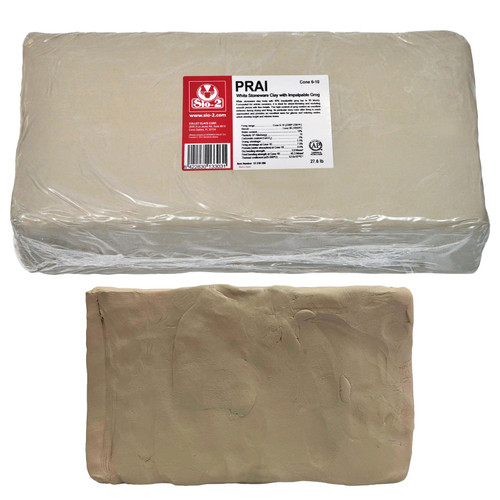 SIO-2 PRAI White Stoneware High Fire Pottery Clay, 27.6 lb (12.5 kg) | Kiln-Fired Clay for Wheel-Throwing, Handbuilding & Modelling - Ready-to-Use