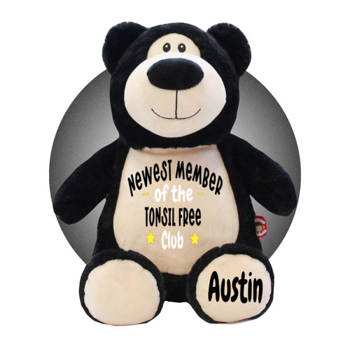 Tonsils Out Gift for Children - Personalized Gifts for Tonsillectomy - Tonsillectomy Recovery Kids - Face Heating Pad - Get Well Soon Gift for Kids After Tonsil Surgery by Kikilishop (Black Bear)