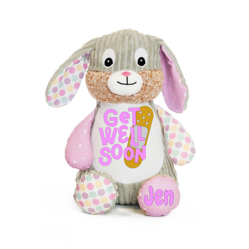 Get Well Soon Gift for Kids - Personalized - Choose Your Color - Feel Better Bunny - Get Well Soon Care Package - Child Injuries Gift Basket - 17" Feel Better Cubby by Kikilishop (Violet Bunny)