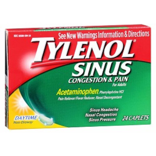 Tylenol Sinus Congestion and Pain Caplets Daytime, 24 Caps (Pack of 4)