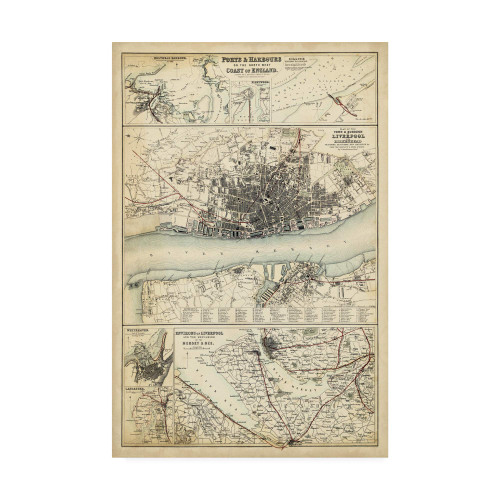 Trademark Fine Art, 12x19 Map of The Coast of England IV by Unknown