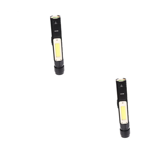 DOITOOL 2pcs Rechargable Flashlight 90 Degree Rotary Clip Handheld Torch Work Light Flashlight to Rotate Chargeable