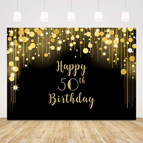 50th Birthday Photo Backdrop Black and Gold Happy Birthday Background with Shiny Light Spots 7x5ft Fifty Birthday Backdrop Gold 50 Years Cake Table Banner Party Supplies Decorations Photobooth Props 50th Birthday Photo Backdrop Black and Gold Happy Birthday Background with Shiny Light Spots 7x5ft Fifty Birthday Backdrop Gold 50 Years Cake Table Banner Party Supplies Decorations Photobooth Props
