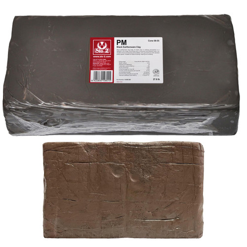 SIO-2 PM Black Earthenware Low Fire Pottery Clay, 27.6 lb (12.5 kg) | Kiln-Fired Clay for Wheel-Throwing, Handbuilding & Modelling - Ready-to-Use