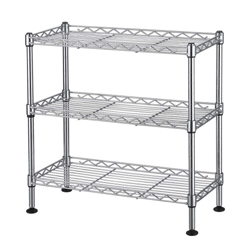 QXDRAGON 3-Shelf Storage Wire Shelves Heavy Duty 3 Tiers Standing Shelving Units Adjustable Metal Organizer Wire Rack, Zinc