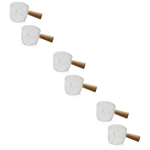 6 Pcs Glass Milk Cup Coffee Pitcher Cups Sauce Serving Pitcher Liquid Measuring Cups Milk Serving Pitcher Sauce Pitcher Sauce Dispenser Espresso Shots Coffee Cup Wood Multipurpose