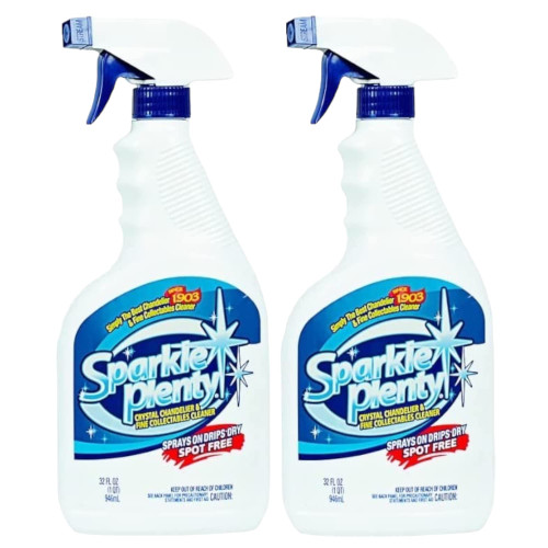 Sparkle Plenty Chandelier Cleaner Drip Dry Spray - Crystal Chandelier Cleaner Spray - No Wipe Spray Away Dust Remover - Crystal Cleaner for Delicate Glass, Figurine & Collectible - 32 fl oz(Pack of 2)