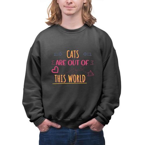 Stylish Cat Abduction Design Gift Idea for Cat Lovers and Alien Fans - Gift for Any Occasion - Men Women Multi Size Black Sweatshirt