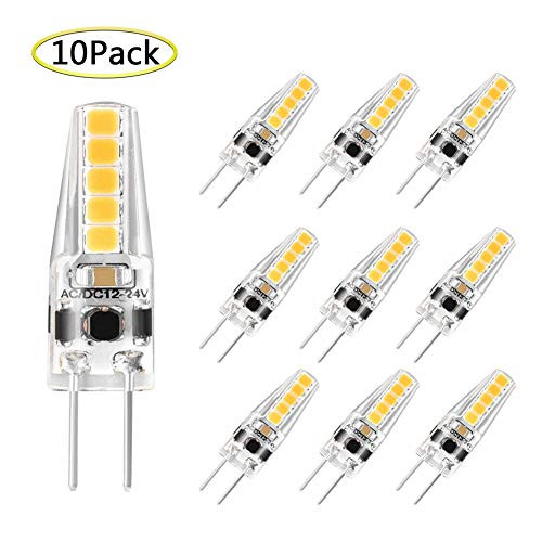 Dimmable G4 Bulb Mini 2 Watt G4 Bi-pin LED Bulb Equivalent to G4 Halogen Bulb 20W, AC/DC 12V Warm White 3000K G4 LED Light Bulb (10 Pack)