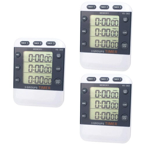 GANAZONO 3pcs 3 Digital Cooking Timer 3 Line Display Stopwatch Students Timer Baking Timer Digital Classroom Timer Classroom Timers Digital Stopwatch Student Timer Running Clock Electronic