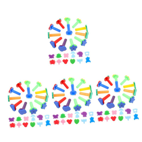 NUOBESTY 4 Sets Painting Stamp Sponge Paint Dotters for Kids Drawing Sponges Stamper Painting Craft Sponge Foam for Painting DIY Sponges Self Made Plastic Toddler Drawing Tools