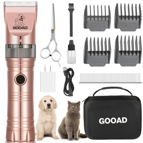 Gooad Dog Clippers for Grooming, Professional Dog Grooming Kit, Cordless Dog Clippers for Thick Coats, Dog Hair Trimmer, Low Noise Dog Shaver Clippers, Quiet Pet Hair Clippers for Dogs Cats