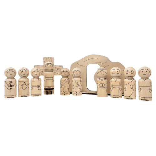 Easter Peg Doll Set - Crucifixion and Resurrection Activity - Christian Bible Characters: Jesus, Mary Magdalene, Angel, Peter, James, John