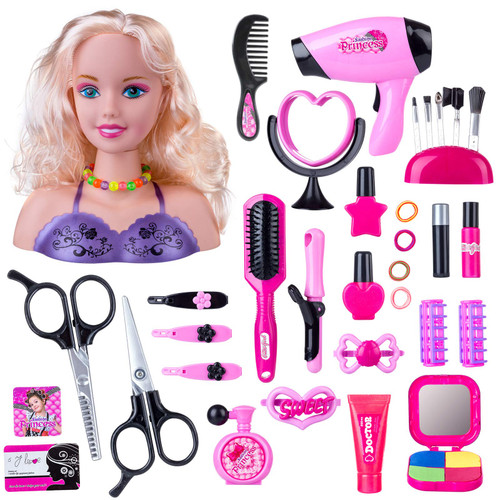 KonHaovF Kids Doll Head for Hair Styling and Make Up for Little Girls,Head Styling Doll with Hair Makeup Practice, Hair Styling Doll Makeup Toys for Kids with Hair Dryer, Accessories (Purple) KonHaovF Kids Doll Head for Hair Styling and Make Up for Little Girls,Head Styling Doll with Hair Makeup Practice, Hair Styling Doll Makeup Toys for Kids with Hair Dryer, Accessories (Purple)