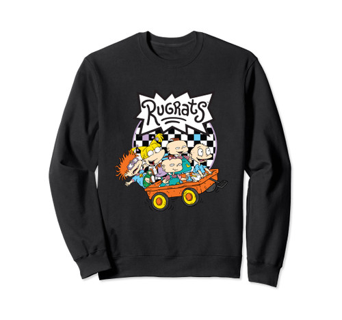 Rugrats Logo Checkerboard With Kids In Wagon Sweatshirt