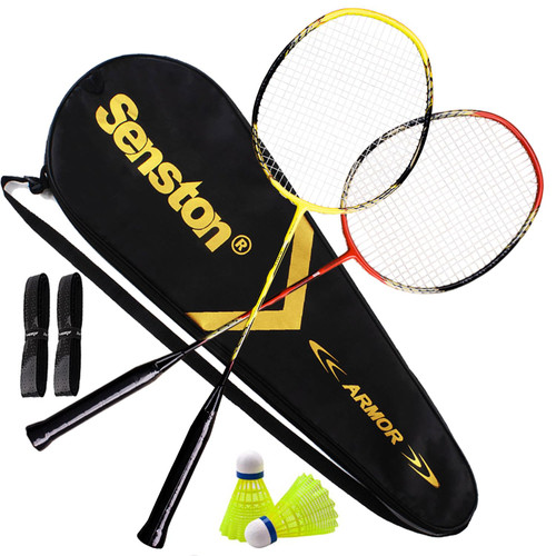 Senston - 2 Player Badminton Racket Set Double Rackets- Including 1 Badminton Bag/2 Rackets/2 Badminton /2 Grips