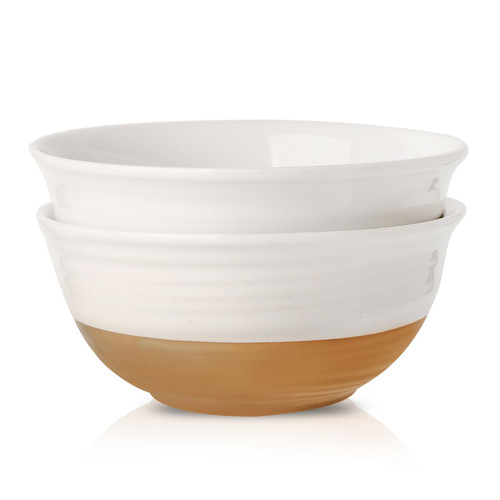 Hasense Ceramic Serving Bowls Set, 65 oz Deep Salad Bowls for Kitchen, 8.7 Inch White Serving Dishes for Christmas Entertaining, Ideal for Soup, Pasta, Side Dishes, Dishwasher Microwave Safe