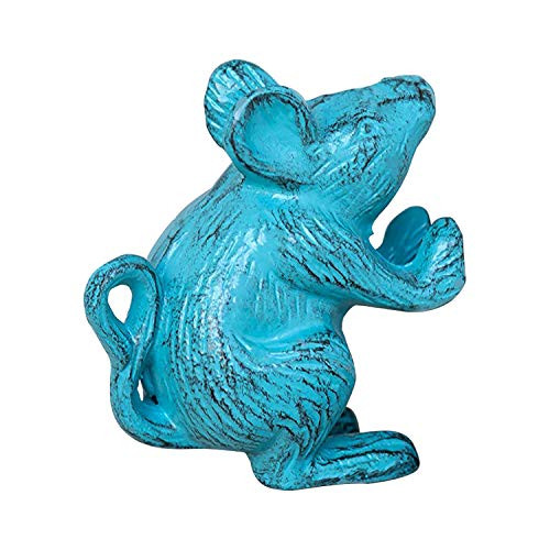 Cast Iron Mouse Decorative Door Stop | Door Wedge | Unique, Antique Design (Rustic Blue)