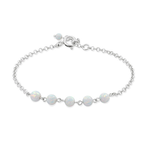 Opal Bracelet for Women in 925 Sterling Silver - October Birthstone,Handmade Birthstone Bracelet for Women, White Opal Beads - Jewelry Gift for Her Opal Bracelet for Women in 925 Sterling Silver - October Birthstone,Handmade Birthstone Bracelet for Women, White Opal Beads - Jewelry Gift for Her