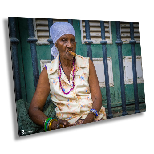 Cuba Photography, The Lady and Her Cigar Havana, Cuba Havana Decor, Havana Streets, Havana Cuba Photo, Cigar, Canvas Print