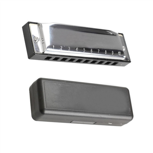 Students Harmonica Silver 10 Holes Diatonic Harmonica C Key Harp Music Instrument With Box