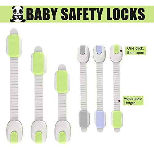 [5 PCS] Baby Safety Locks, Child Safety Cabinet Locks, Child Proof Cabinets, Drawers, Appliances, Toilet Seat, Fridge and Oven with Adjustable Strap and Latch System