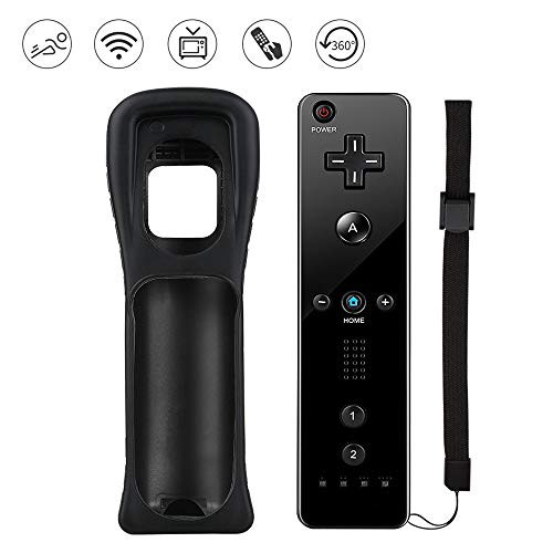Lactivx Wii Remote Controller,1 Pack Wireless Gesture Controller with Silicone Case and Wrist Strap for Nintendo Wii Wii U Console (Black)