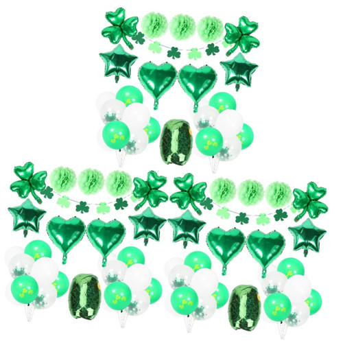 Abaodam 3 Sets Decorative Balloon Kit Shamrock Balloons Banner Patrick Decoration St Patricks Day Balloons St. Patrick Balloon St. Patrick Shamrock Balloon Pull The Flag Latex