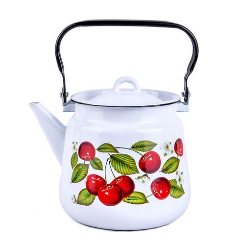 Cherry Berry Enamel Kettle, Coffee Kettle Stovetop, Enamel Tea Kettle, Teapot Stovetop 3.7-qt. (3.5 L)