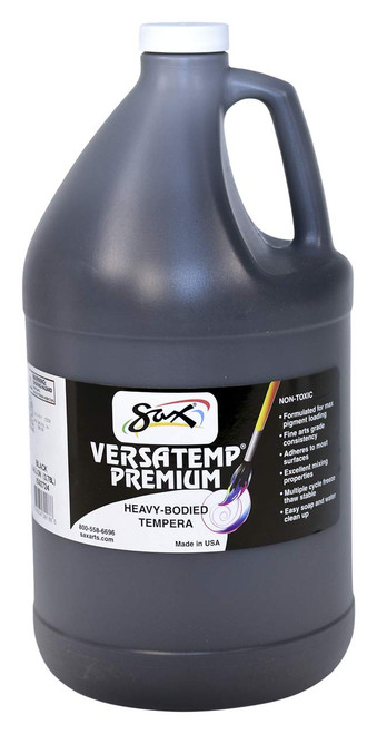 Sax Versatemp Premium Heavy-Bodied Tempera Paint, Black, 1 Gallon