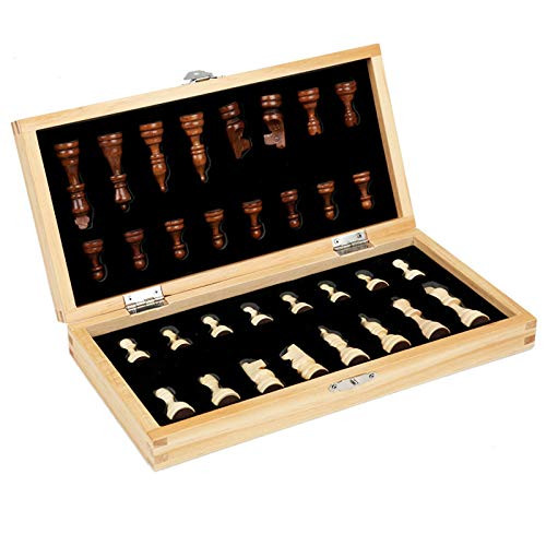 AQUETI Chess Set Chess Game Set Chess Board Wooden Magnetic Chess Foldable Portable Adult Puzzle Leisure Board Game Chess Board Game (Size : 39x39x4.8cm)
