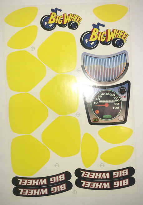 Set of SPIN-OUT RACER Decals for The Original Big Wheel Spin-Out Racer/Mighty Wheels, Original Replacement Part