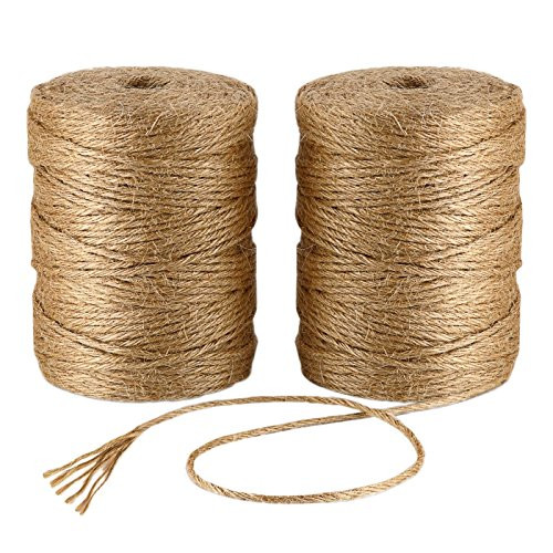 ILIKEEC Natural Jute Twine 656 Feet 6 Ply 3mm Best Arts Crafts Gift Twine Christmas Twine Industrial Packing Materials Durable String for Gardening Applications (2 PCS x 328 Feet)