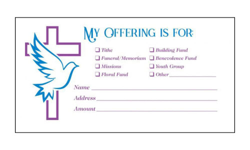 Warner Press 3 1/8" x 6 1/4" Church Offering Envelope - General - Dove and cross (Pack of 100)