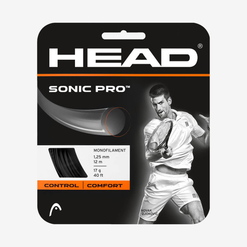 HEAD Sonic Pro Black Polyester Tennis String, 16g / 1.30mm (4 Sets)