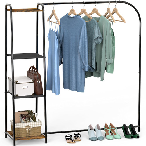Simple Houseware Clothing Garment Rack With Shelve, Black