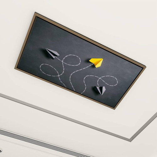 ZKFETPVOW Decorative Fluorescent Light Covers for Ceiling Lights 4 Packs Paper Airplane Blackboard Origami Yellow Magnetic Fluorescent Light Covers for Classroom Office Home 4x2ft