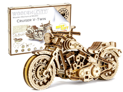 WOODEN.CITY Cruiser 3D Motorcycle Puzzle for Adults - Motorcycle Building Kit Adult - Wooden Model for Adults to Build - Build Your Own Motorcycle Kit - 3D Wooden Puzzle Model Motorcycle Kit to Build