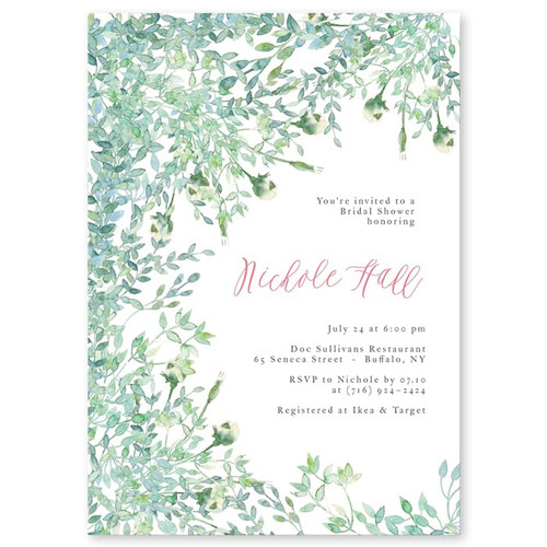 Whimsical Greenery Bridal Shower Invitations, Personalized Bridal Shower Invites with Envelopes, Custom Bridal Shower Invitations with Envelopes, Floral Bridal Shower Invites Boho, Printed Invites