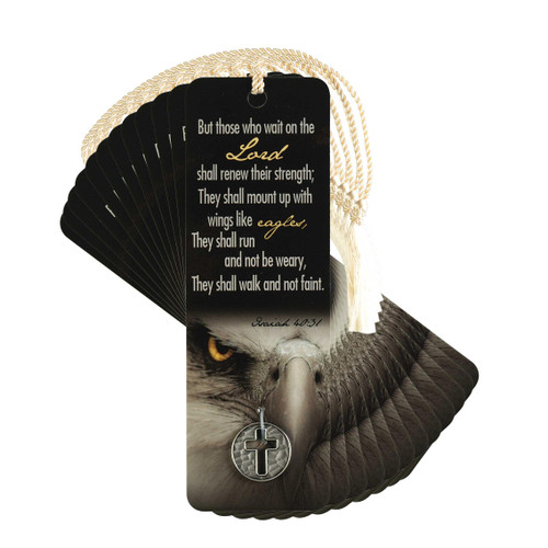 Dicksons Those Who Wait On The Lord Eagle 6 inch Paper Tussled Bookmark with Coin Pack of 15
