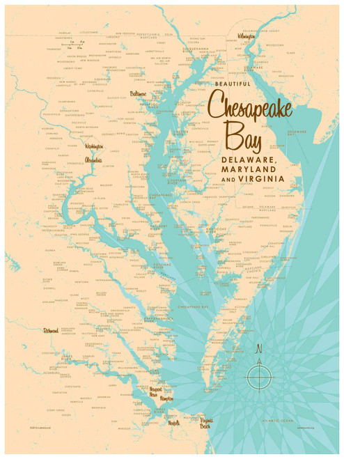 Chesapeake Bay MD Virginia Map Giclee Art Print Poster from Illustration by Lakebound 18" x 24" Chesapeake Bay MD Virginia Map Giclee Art Print Poster from Illustration by Lakebound 18" x 24"