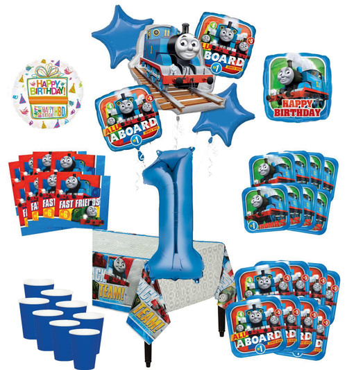 Thomas Tank Train Engine 1st Birthday Party Supplies 8 Guest Decoration Kit and Balloon Bouquet