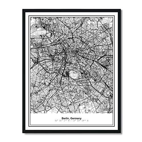Susie Arts 11X14 Unframed Berlin Germany Metropolitan City View Abstract Street Map Art Print Poster Wall Decor V246
