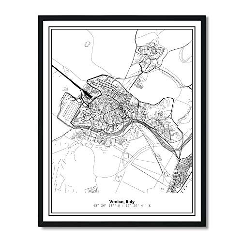 Susie Arts 11X14 Unframed Venice Italy Metropolitan City View Abstract Street Map Art Print Poster Wall Decor V304