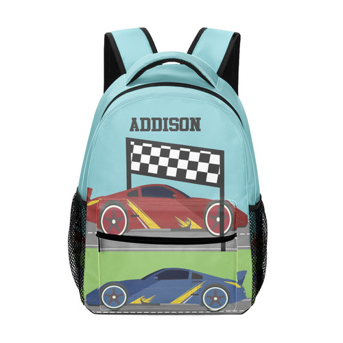 Grandkli Race Car Students Personalized School Backpack Bags Kids Backpack for Teen Boys Girls,Custom Travel Backpack Bookbag