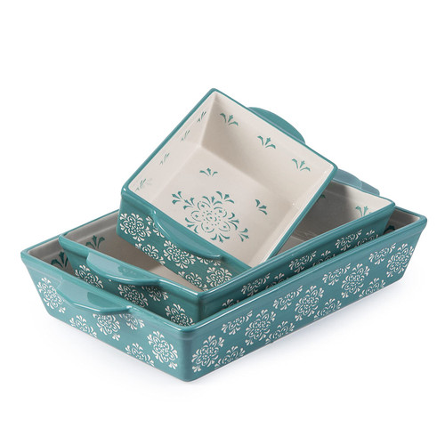 Original Heart Casserole Dish Ceramic Baking Pan 3pcs Bakeware Set Turquoise Baking Dish for Oven 9x13 Baking Pan Casserole Dish Set Nonstick Baking Dishes for kitchen